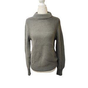 Tarse Grey Knit Mock Neck Sweater Women's Small FLAW loose thread on back